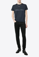 Saint Laurent Reverse Logo Print T-shirt Blue 663278Y37AW_4145