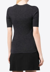 P.A.R.O.S.H Leila Ribbed Knit Wool Top Gray D510795LEILA24_037