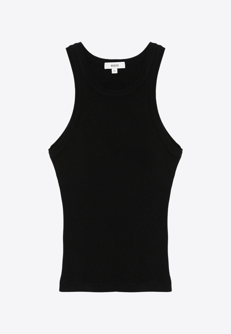 Agolde Rayne Ribbed Knit Tank Top  Black A73561260_BLK
