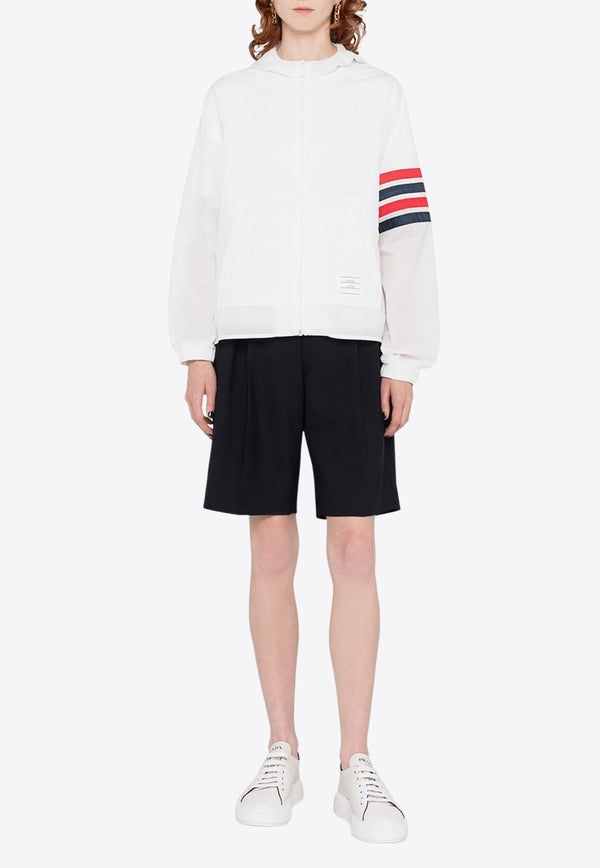 Thom Browne 4-bar Stripes Zip-Up Hoodie White FJT316AF0517_100