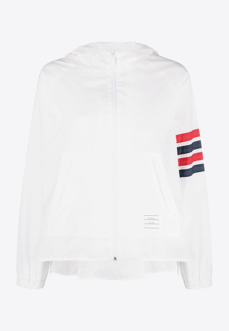 Thom Browne 4-bar Stripes Zip-Up Hoodie White FJT316AF0517_100