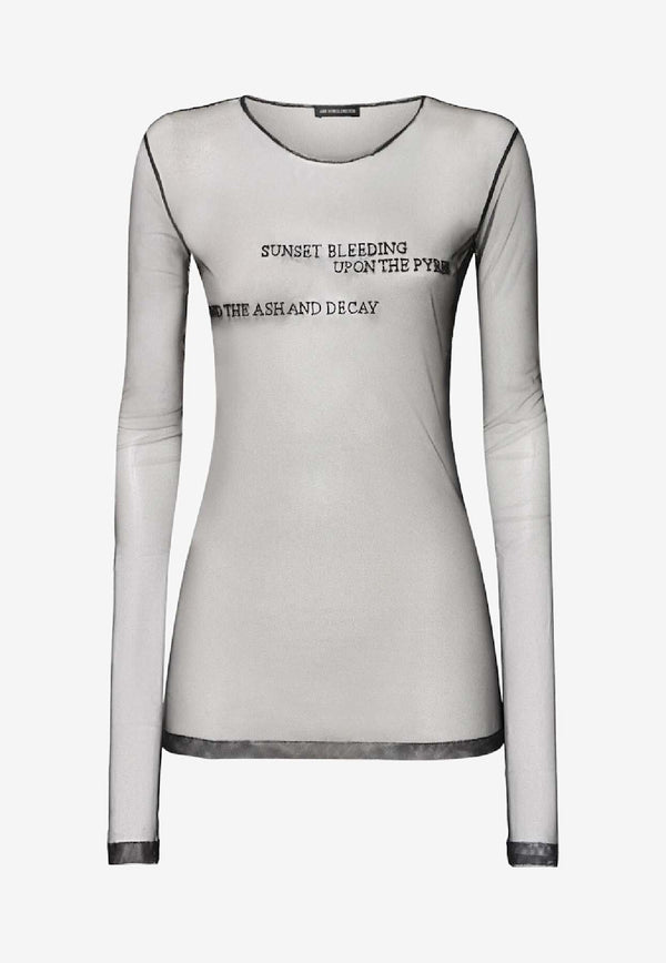 Ann Demeulemeester Fiene Long-Sleeved Sheer T-shirt Black B0012557FA585_099