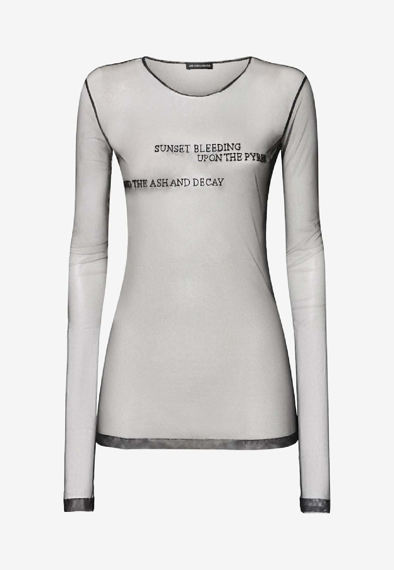 Ann Demeulemeester Fiene Long-Sleeved Sheer T-shirt Black B0012557FA585_099
