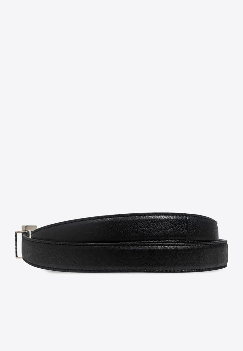 Saint Laurent Cassandre Leather Belt  Black 612616AAC8A_1000