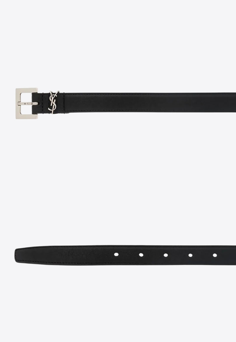 Saint Laurent Cassandre Leather Belt  Black 612616AAC8A_1000