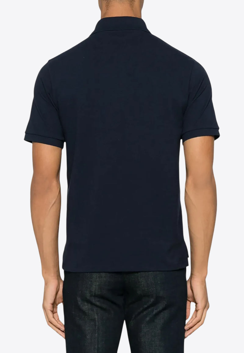 Saint Laurent Cassandre Cotton Pique Polo T-shirt Blue 798944Y37HC_4140
