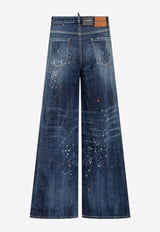 Dsquared2 Traveler Paint Splatter Wide-Leg Jeans Navy S75LB1010S30664_470