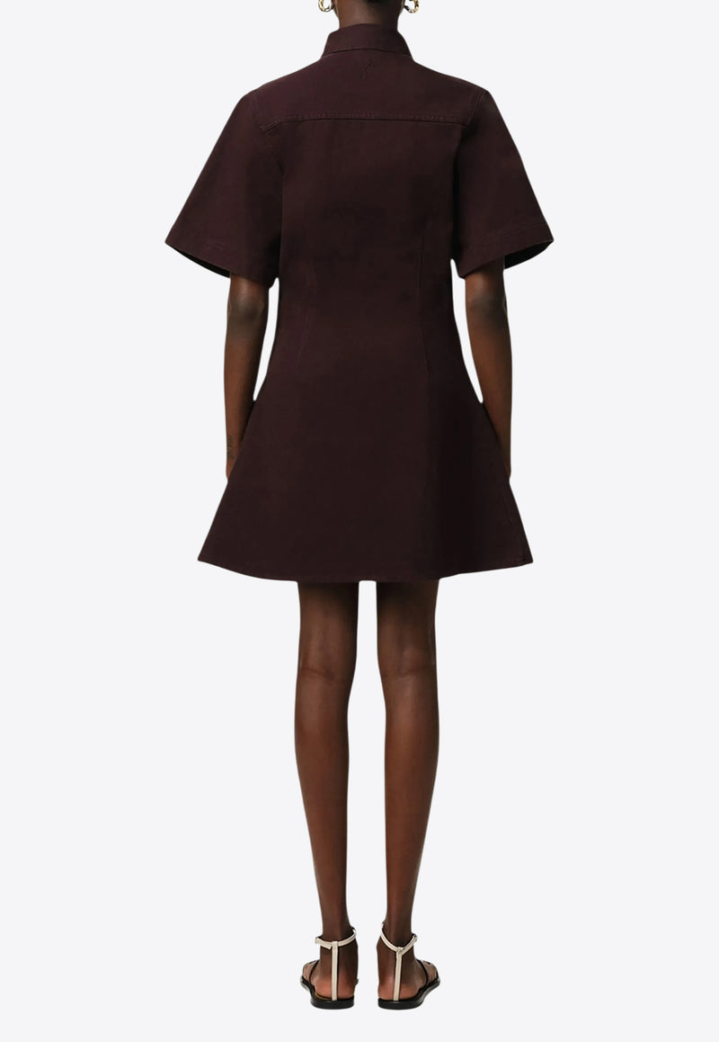 AMI PARIS Ami De Coeur Mini Shirt Dress Chocolate FDR404DE0034_633