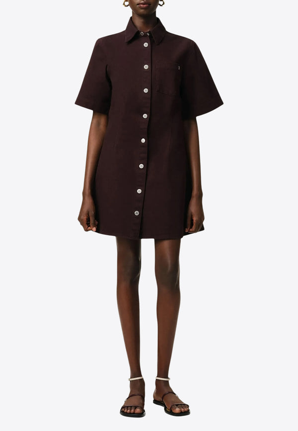 AMI PARIS Ami De Coeur Mini Shirt Dress Chocolate FDR404DE0034_633