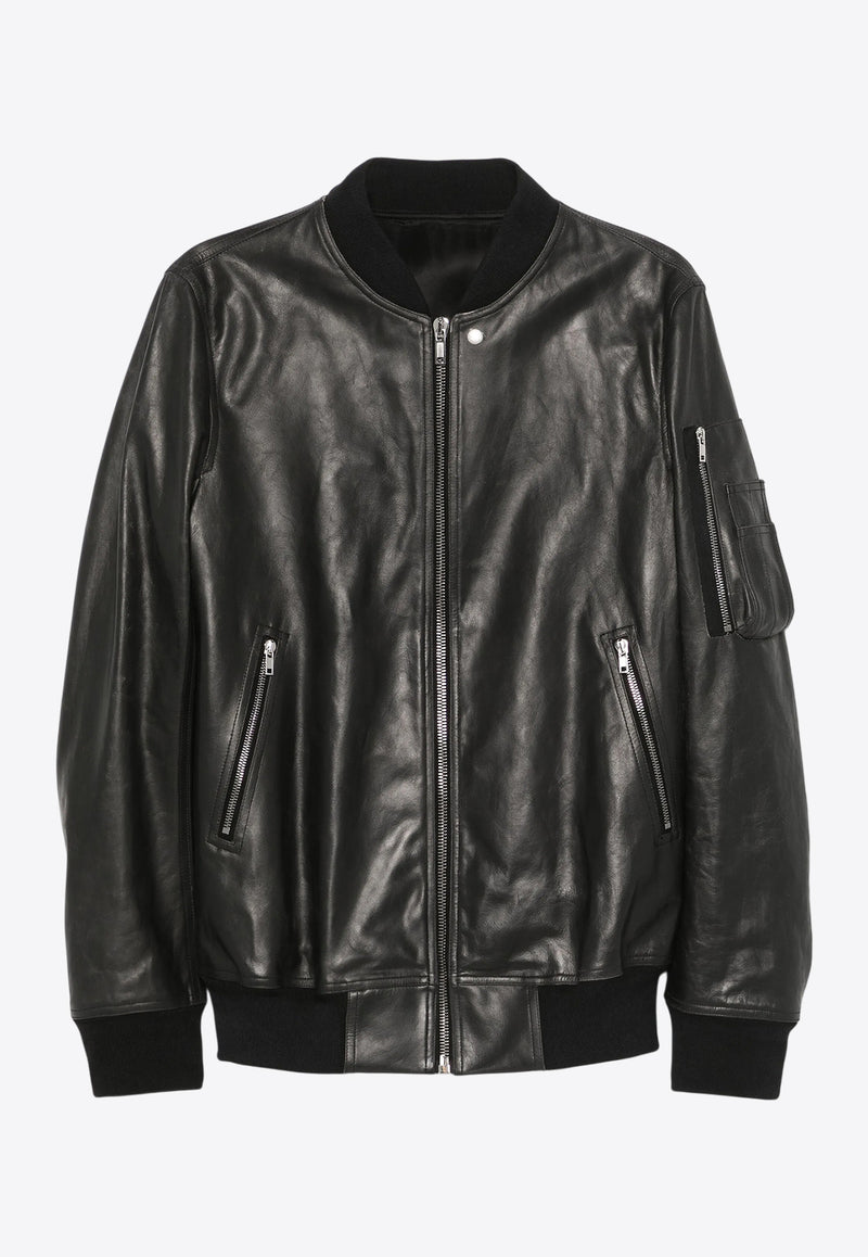 Rick Owens Classic Flight Leather Bomber Jacket Black RU01E5778LTP_09