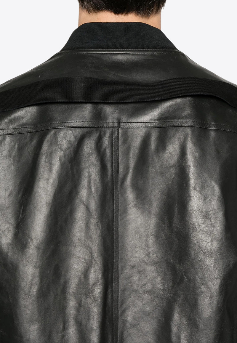 Rick Owens Classic Flight Leather Bomber Jacket Black RU01E5778LTP_09