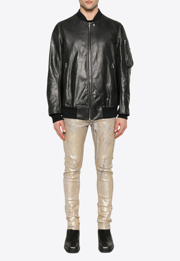 Rick Owens Classic Flight Leather Bomber Jacket Black RU01E5778LTP_09