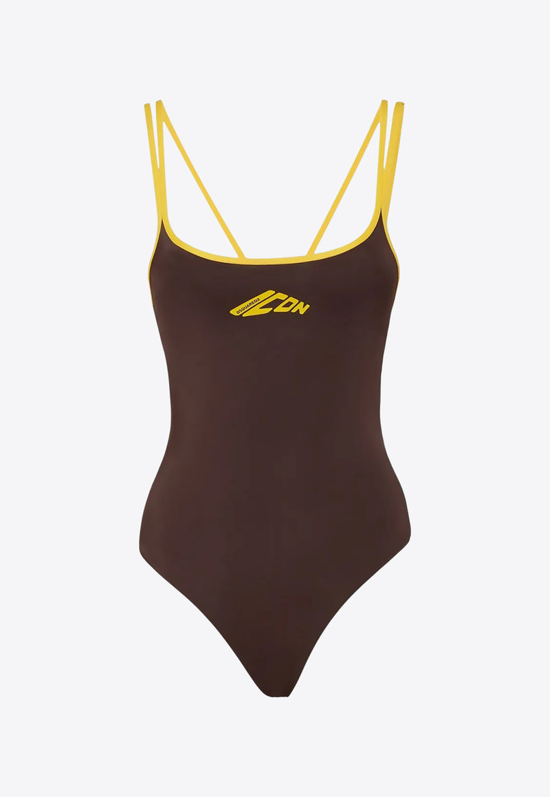 Dsquared2 Icon One-Piece Swimsuit Brown D6BGN5070_217