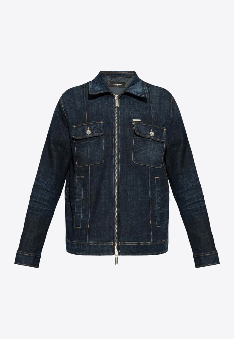 Dsquared2 Logo Patch Denim Jacket Navy S74AM1551S30664_470
