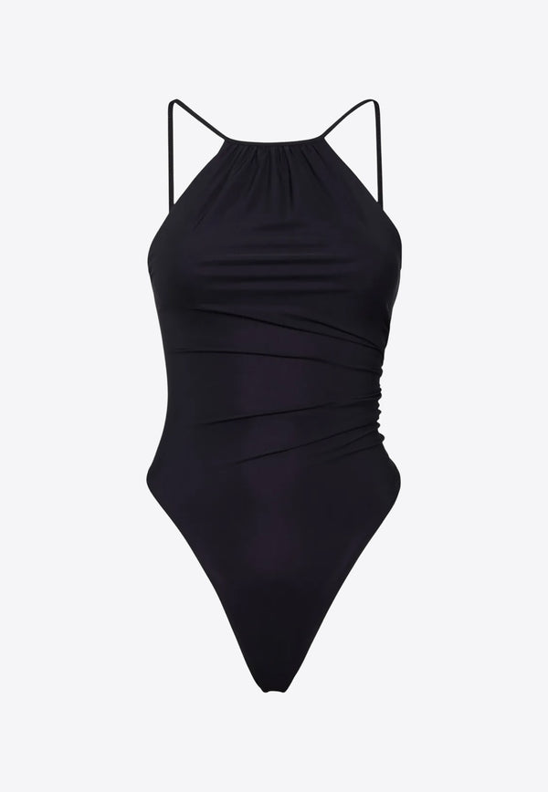Dsquared2 Halterneck Draped One-Piece Swimsuit Black D6BU75140_001