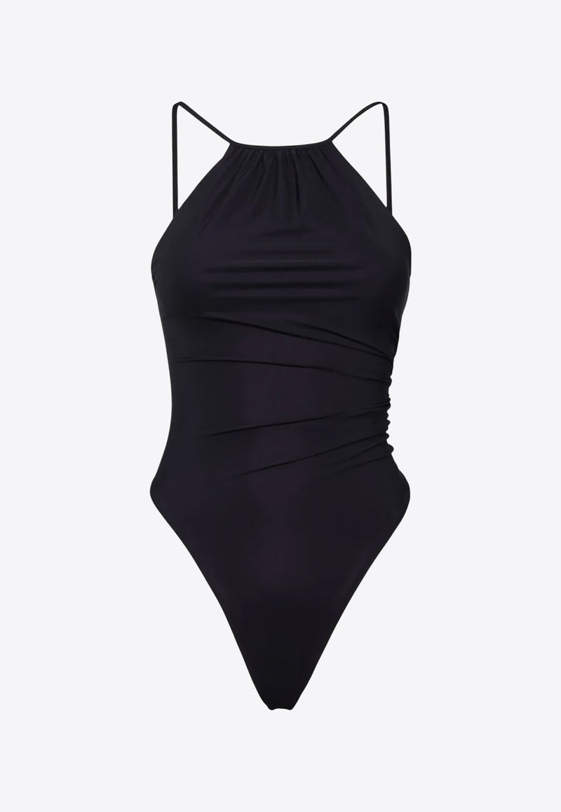 Dsquared2 Halterneck Draped One-Piece Swimsuit Black D6BU75140_001