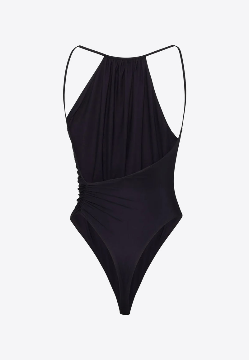 Dsquared2 Halterneck Draped One-Piece Swimsuit Black D6BU75140_001