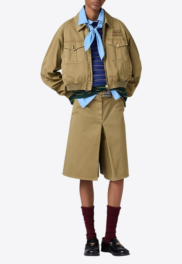 Miu Miu Logo Embroidered Skirts Olive MG2381SOOO16MS_F0393