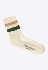 Golden Goose DB Distressed Striped High Ribbed Socks White GUP00883P000488_82895