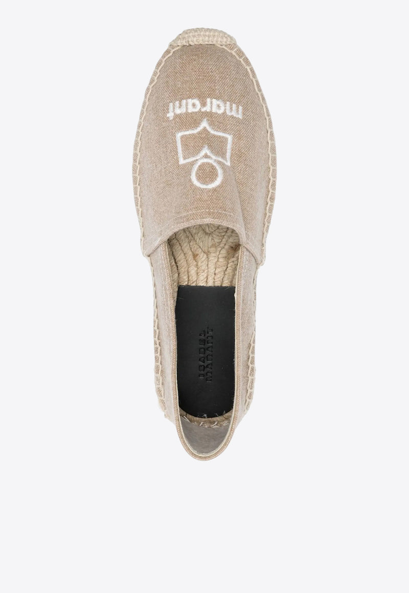 Isabel Marant Canae Logo Embroidered Espadrilles  Beige EP0001FAA1C71S_90BE