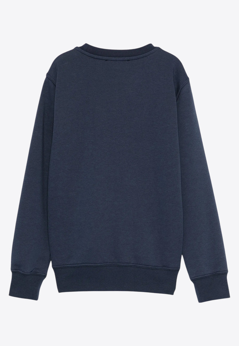 Golden Goose DB Kids Boys Logo Print Crewneck Sweatshirt Blue GKP02214P001948_50361