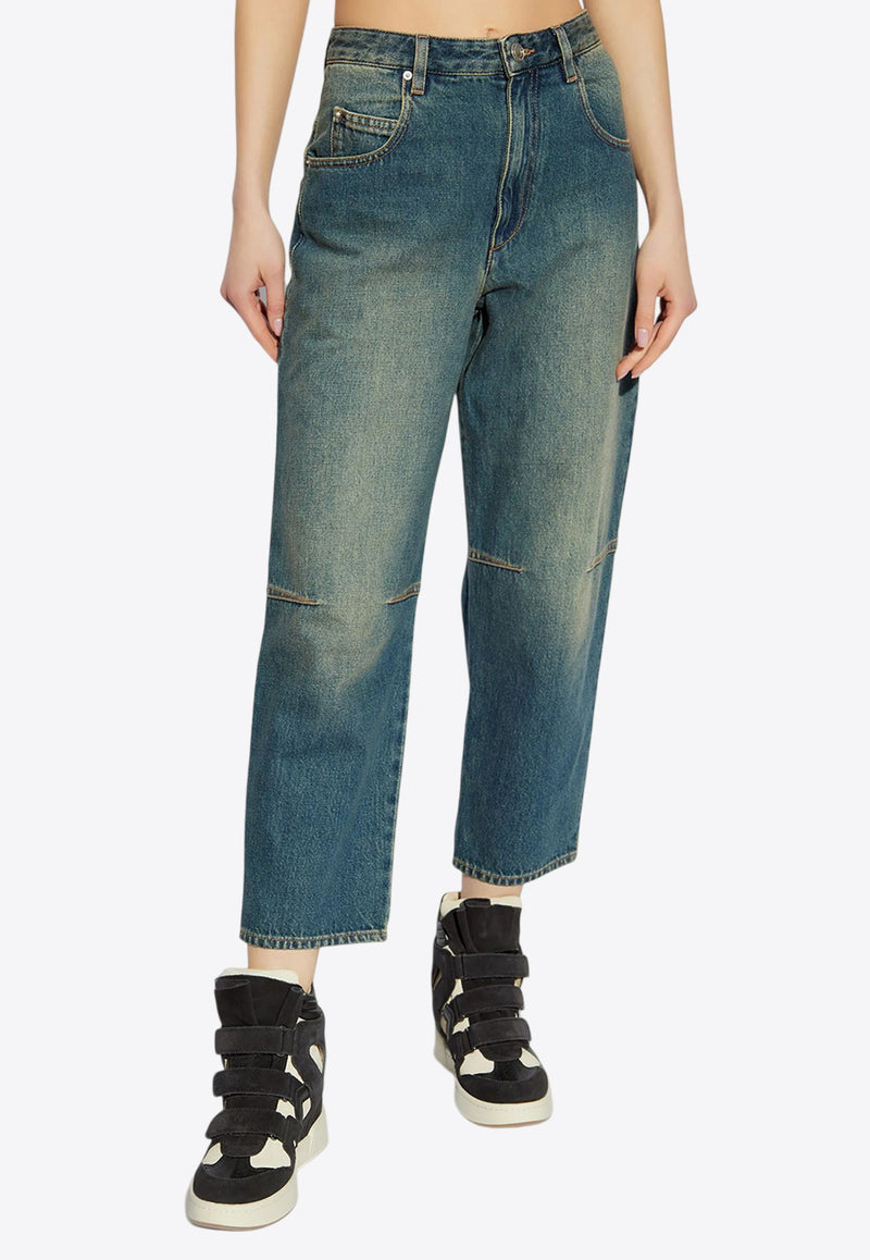 Isabel Marant Janet Straight-Leg Faded Jeans  Blue PA0525FAB1H04I_30FB