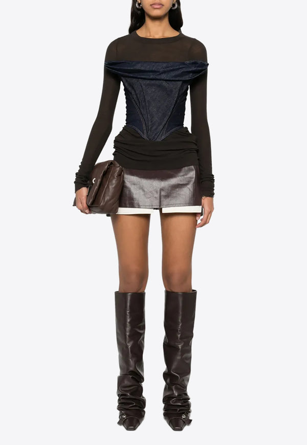 Rick Owens Fog Cut Off Mini Skirt Brown RP01E7371SCT_14