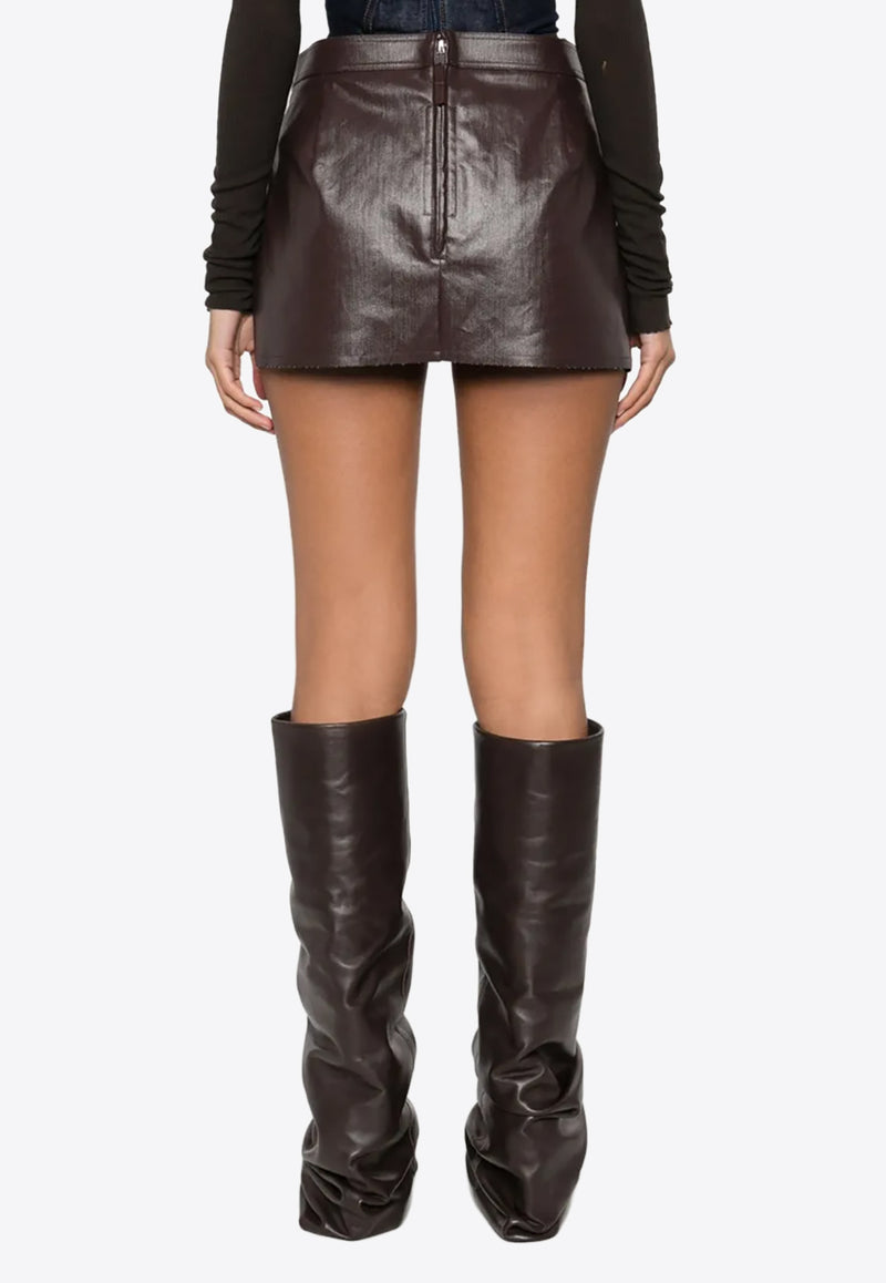 Rick Owens Fog Cut Off Mini Skirt Brown RP01E7371SCT_14