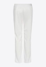 Max Mara Okra Satin Tailored Pants White 2511131072600OKRA_056