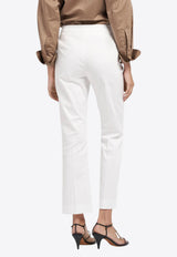Max Mara Okra Satin Tailored Pants White 2511131072600OKRA_056