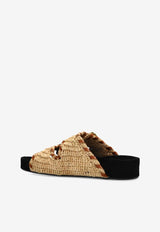 Isabel Marant Lennyo Woven Leather Slides Beige SD0118FAC1B10S_NLCG