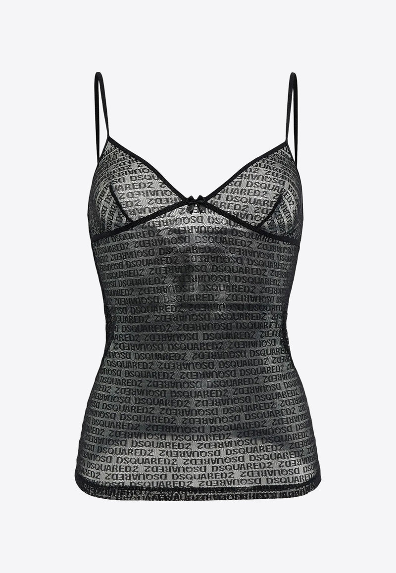 Dsquared2 Logo Jacquard Mesh Top Black D8D805840_001