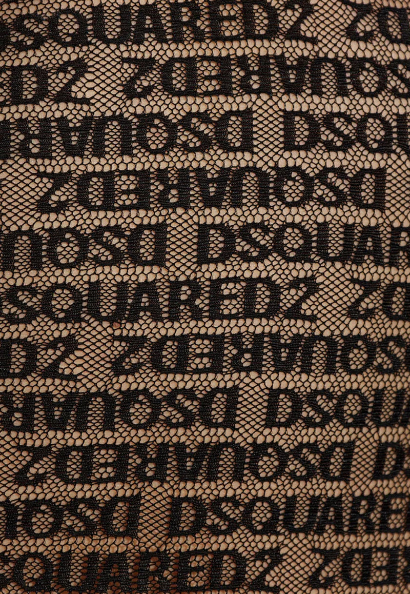 Dsquared2 Logo Jacquard Mesh Top Black D8D805840_001