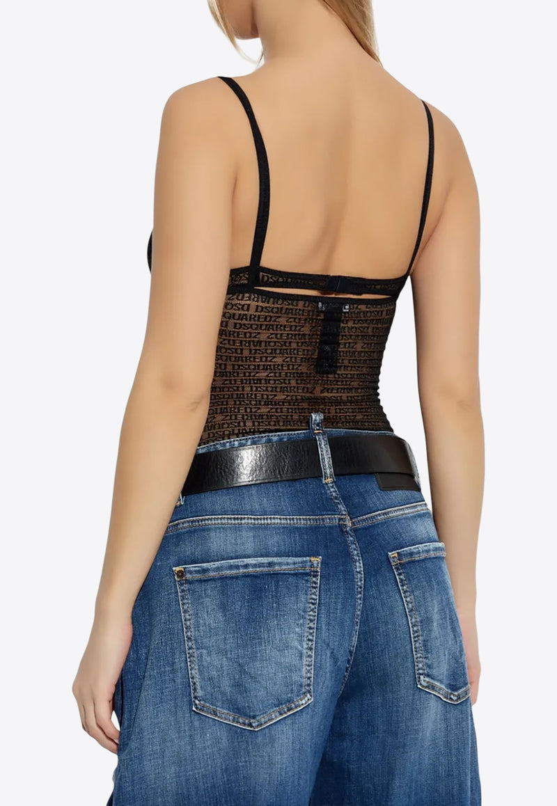 Dsquared2 Logo Jacquard Mesh Top Black D8D805840_001