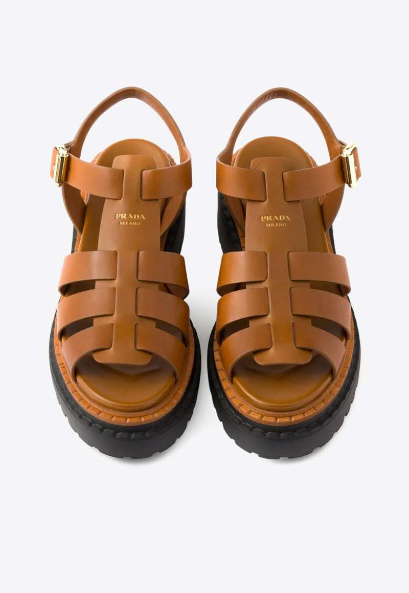 Prada Fisherman's Leather Sandals Brown 1X923NF0557V6_F0R1R