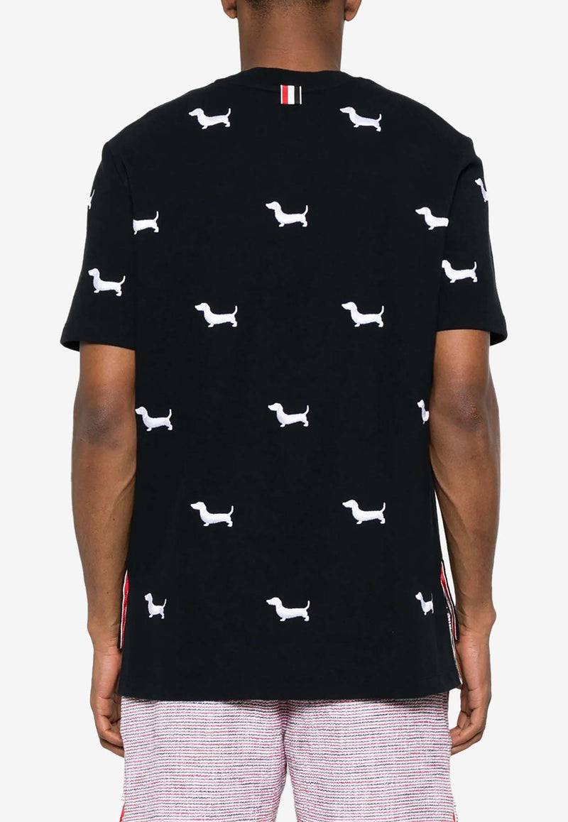 Thom Browne Dog-Embroidery Crewneck T-shirt Navy MJS284E00050_415