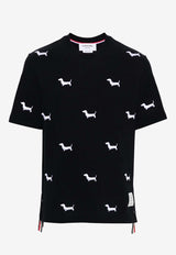 Thom Browne Dog-Embroidery Crewneck T-shirt Navy MJS284E00050_415