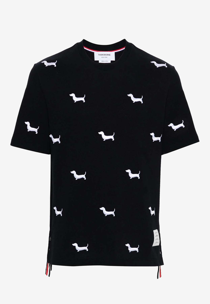 Thom Browne Dog-Embroidery Crewneck T-shirt Navy MJS284E00050_415