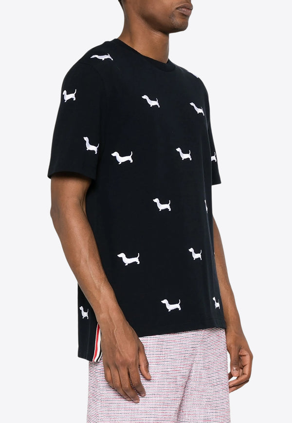 Thom Browne Dog-Embroidery Crewneck T-shirt Navy MJS284E00050_415