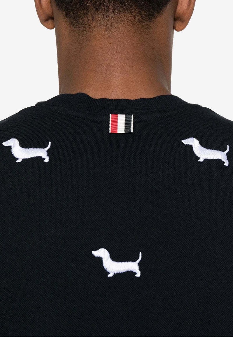 Thom Browne Dog-Embroidery Crewneck T-shirt Navy MJS284E00050_415