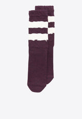 Golden Goose DB Distressed Striped High Ribbed Socks Purple GUP00883P000488_82893