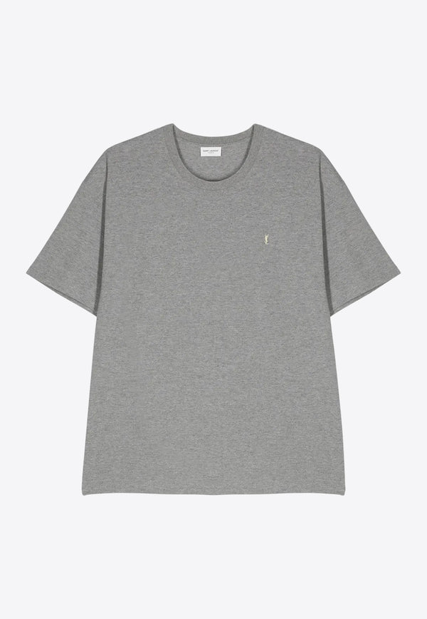 Saint Laurent Cassandre Crewneck T-shirt  Gray 781566Y37HC_1482