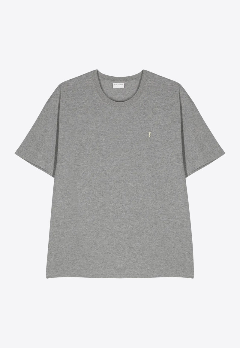 Saint Laurent Cassandre Crewneck T-shirt  Gray 781566Y37HC_1482