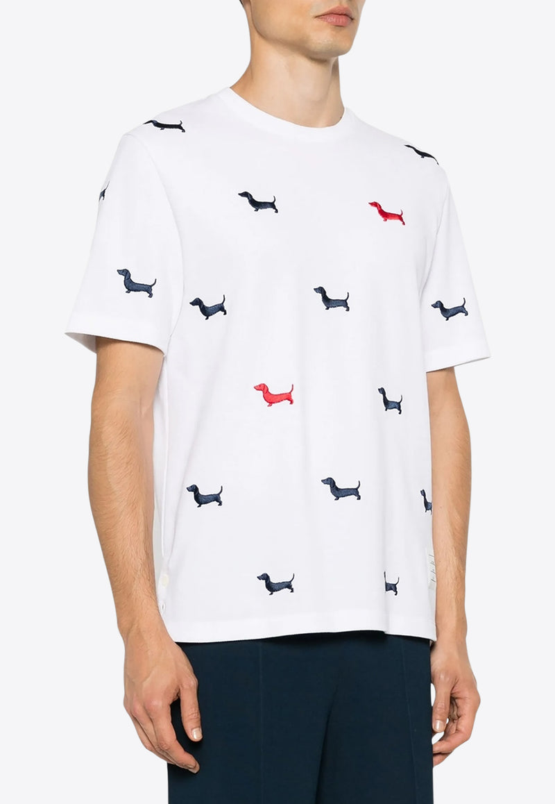 Thom Browne Dog-Embroidery Crewneck T-shirt White MJS284E00050_100
