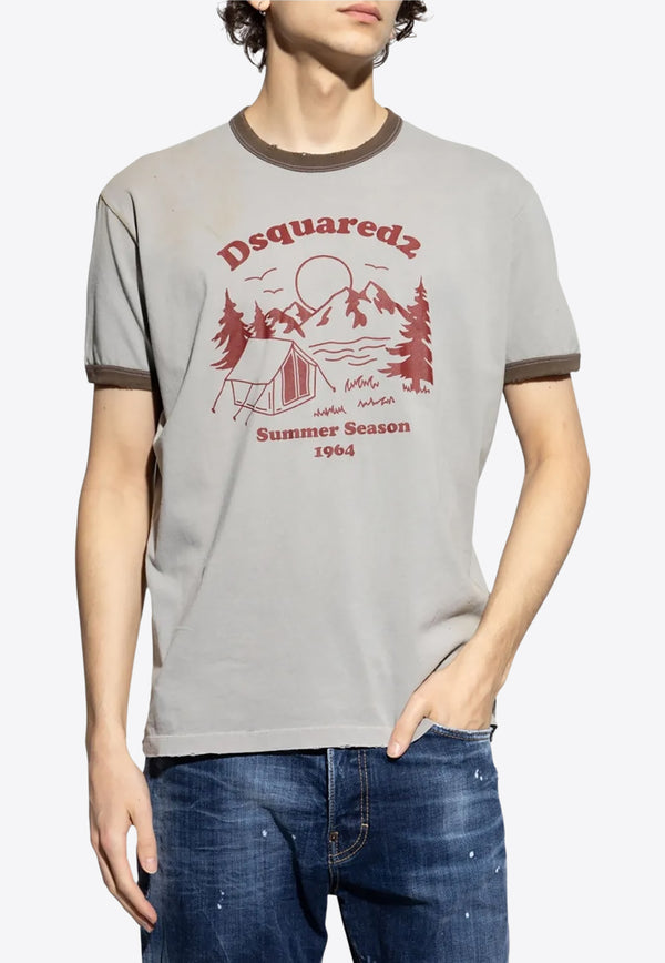 Dsquared2 1964 Camping Printed T-shirt Gray S74GD1390D20035_850