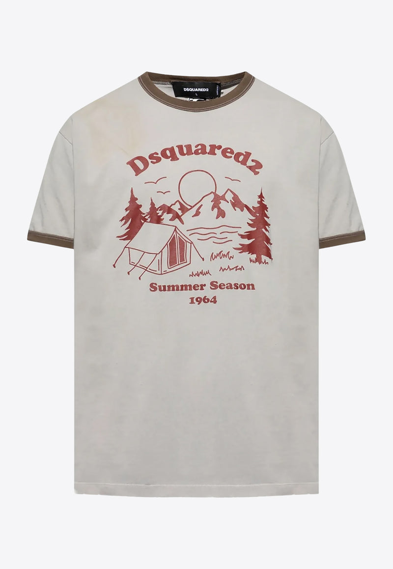 Dsquared2 1964 Camping Printed T-shirt Gray S74GD1390D20035_850