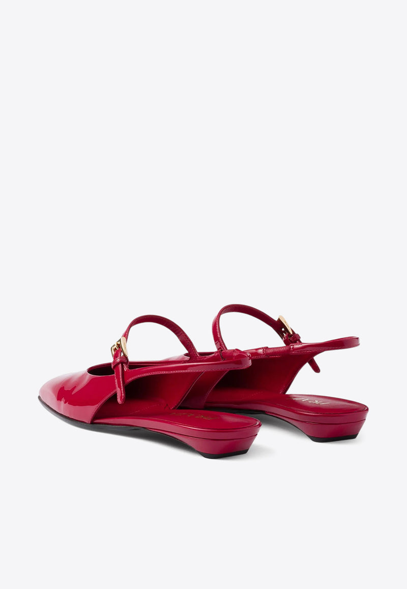 Prada Patent Leather Slingback Flats Cherry 1F828NF015069_F0E06