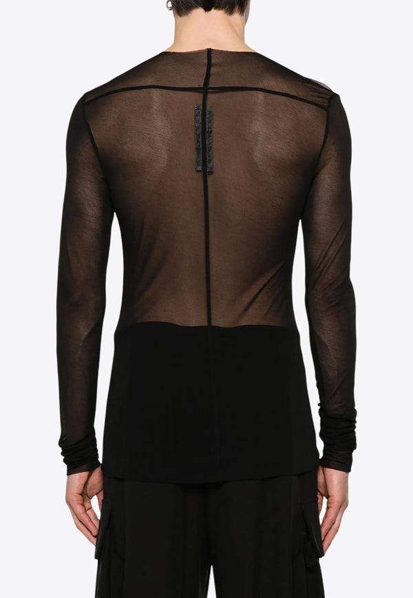Rick Owens Edfu Long-Sleeved Sheer T-shirt Black RU01E5271JCR_09