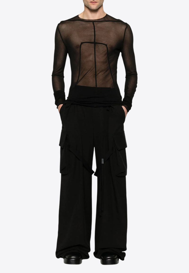 Rick Owens Edfu Long-Sleeved Sheer T-shirt Black RU01E5271JCR_09