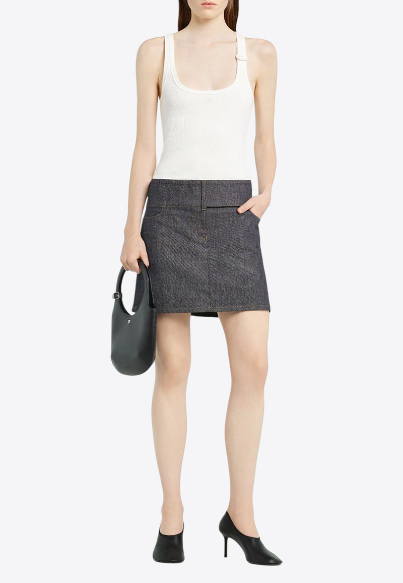 Courrèges Belted Denim Mini Skirt  Blue 125DJU218DE0035_9011